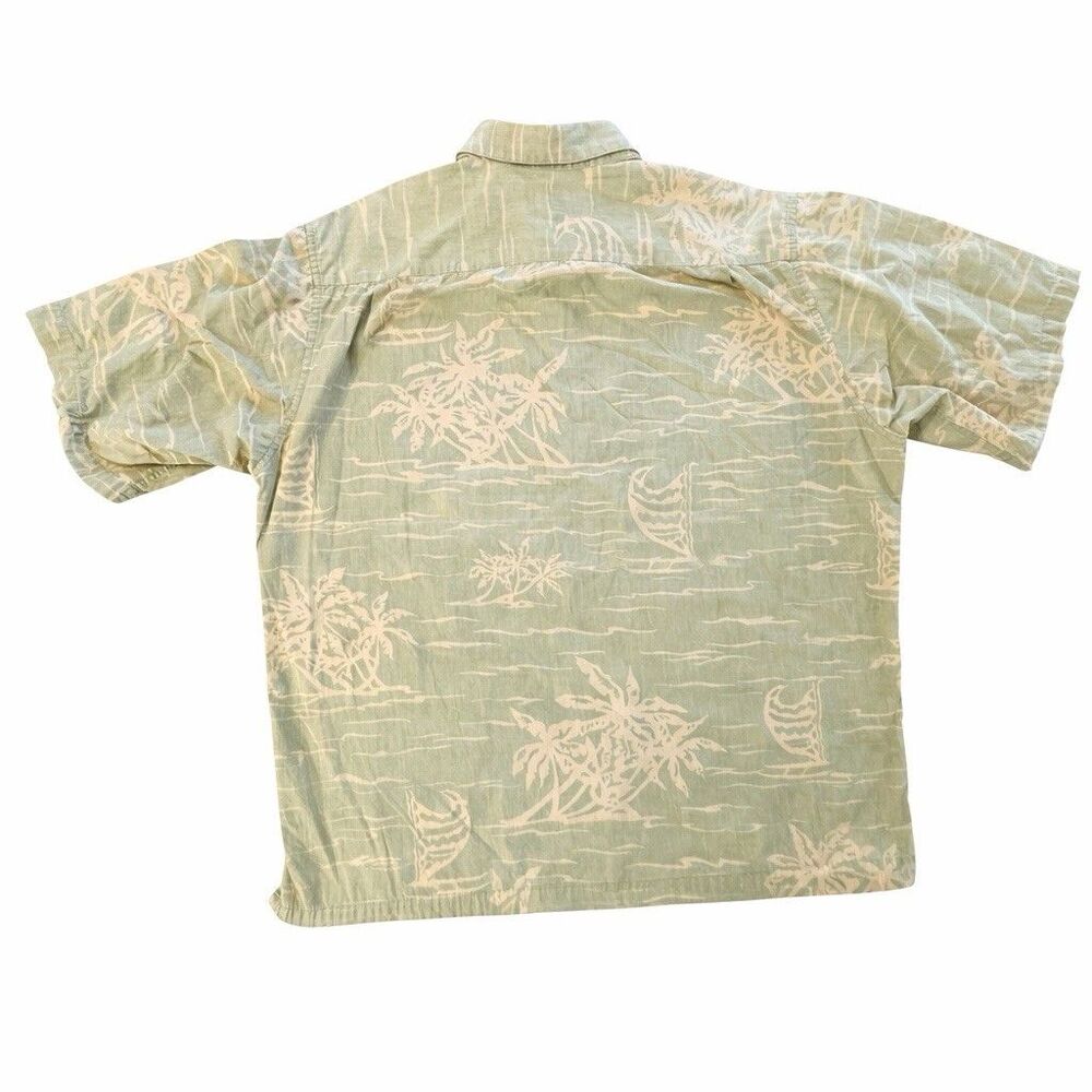 Reyn Spooner Phil Edwards XL Hawaiian Shirt Green Reverse Print Aloha Canoe Palm - Picture 3 of 4
